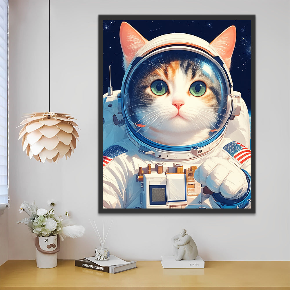 Gato con Traje Espacial Pintar por Números