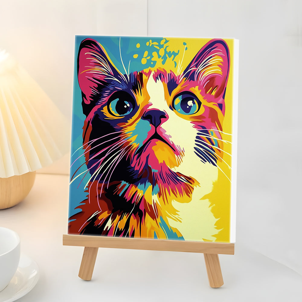 Gato Curioso de Pelo Corto Mini Pintar por Números