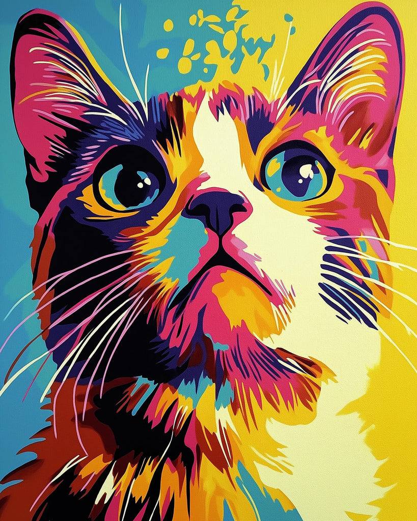 Gato Curioso de Pelo Corto Mini Pintar por Números