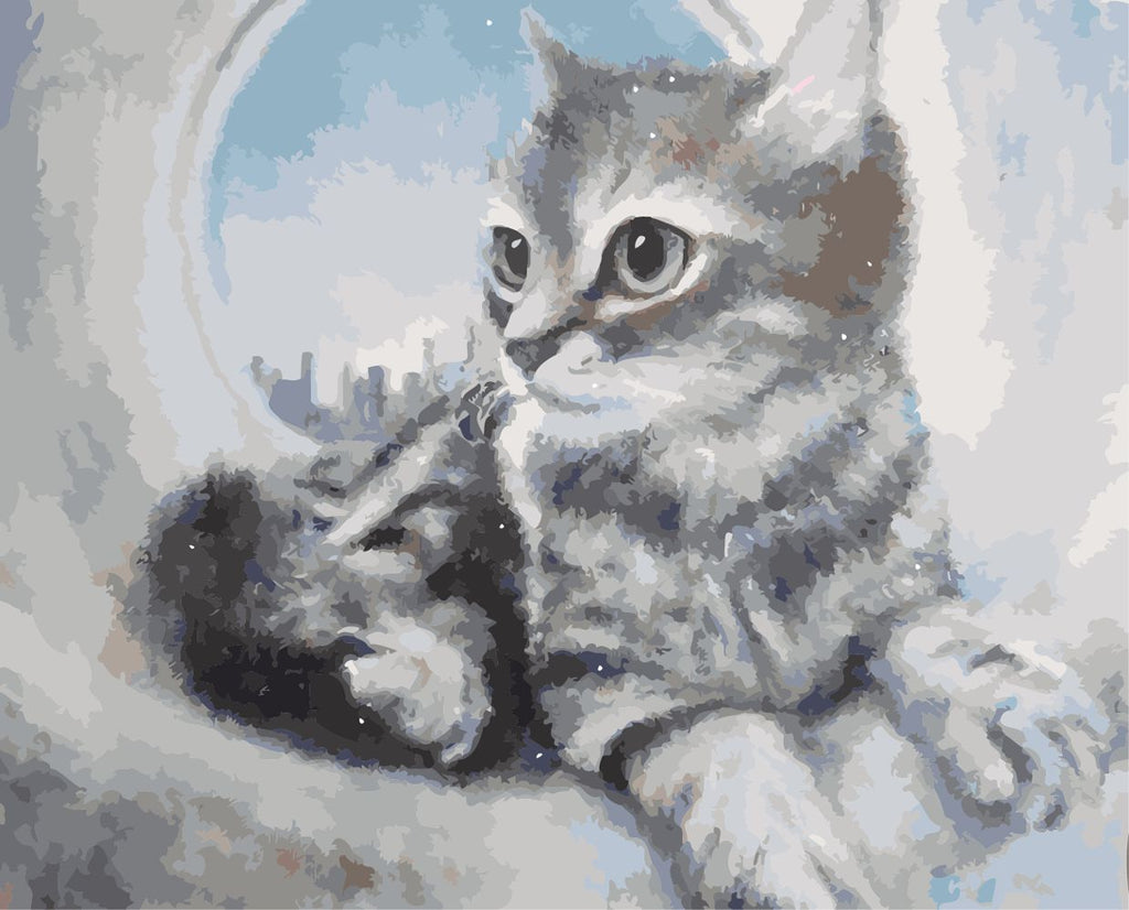Gato de Franjas Blancas y Negras Pintar por Números