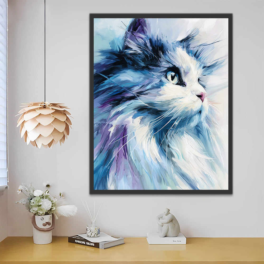 Gato de Pelo Largo Concentrándose Pintar por Números