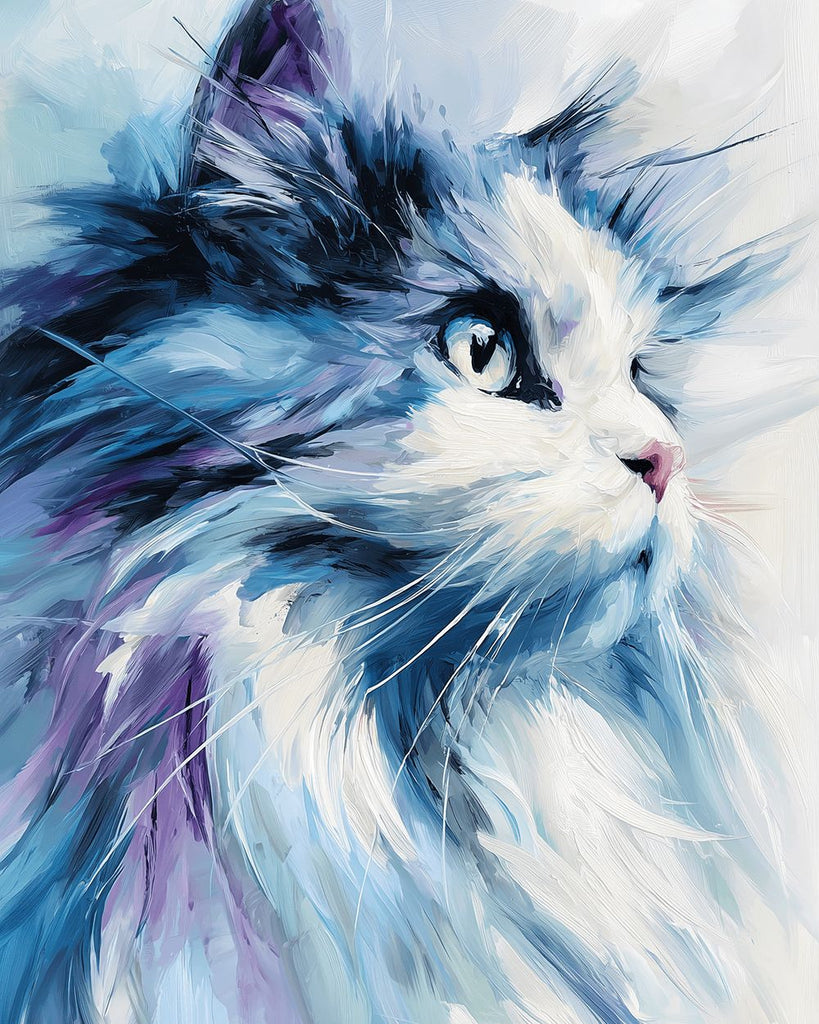 Gato de Pelo Largo Concentrándose Pintar por Números