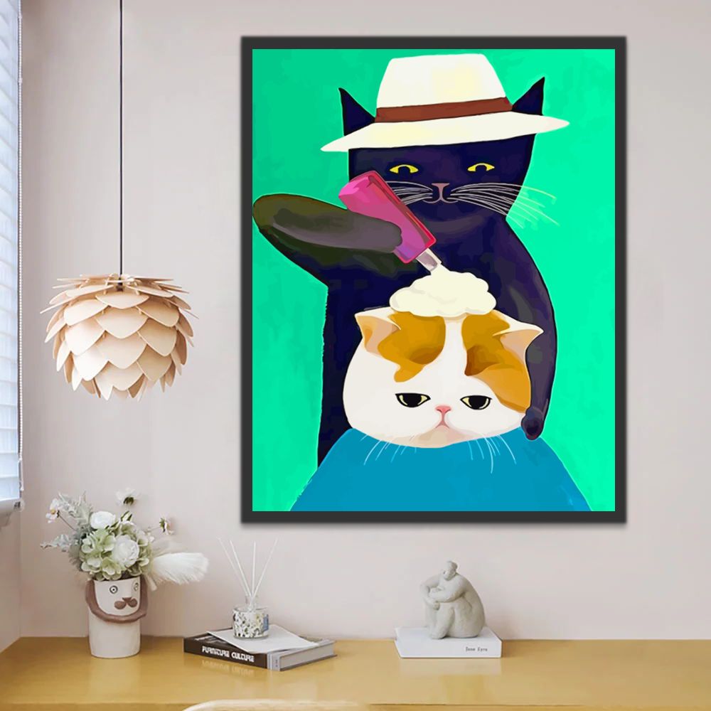 Gato en la Peluquería Pintar por Números