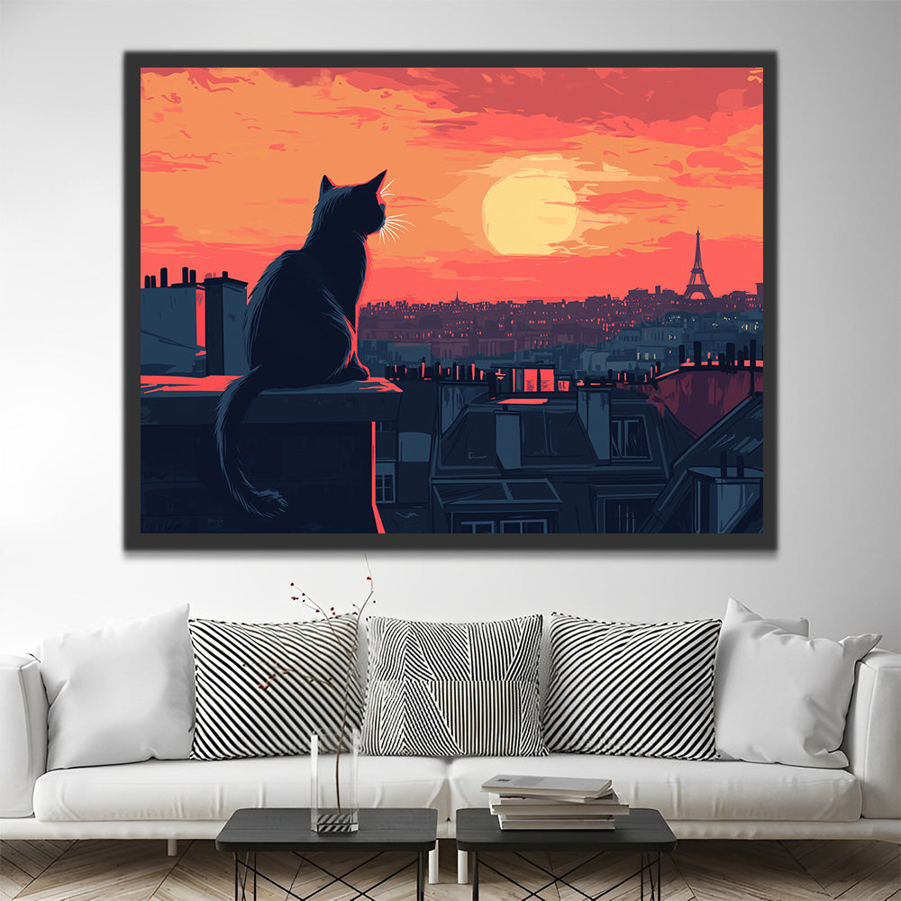 Gato en París por la Noche Pintar por Números