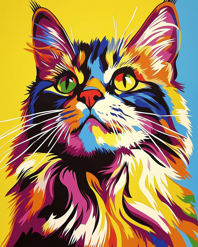 Gato Maine Coon en Color Mini Pintar por Números