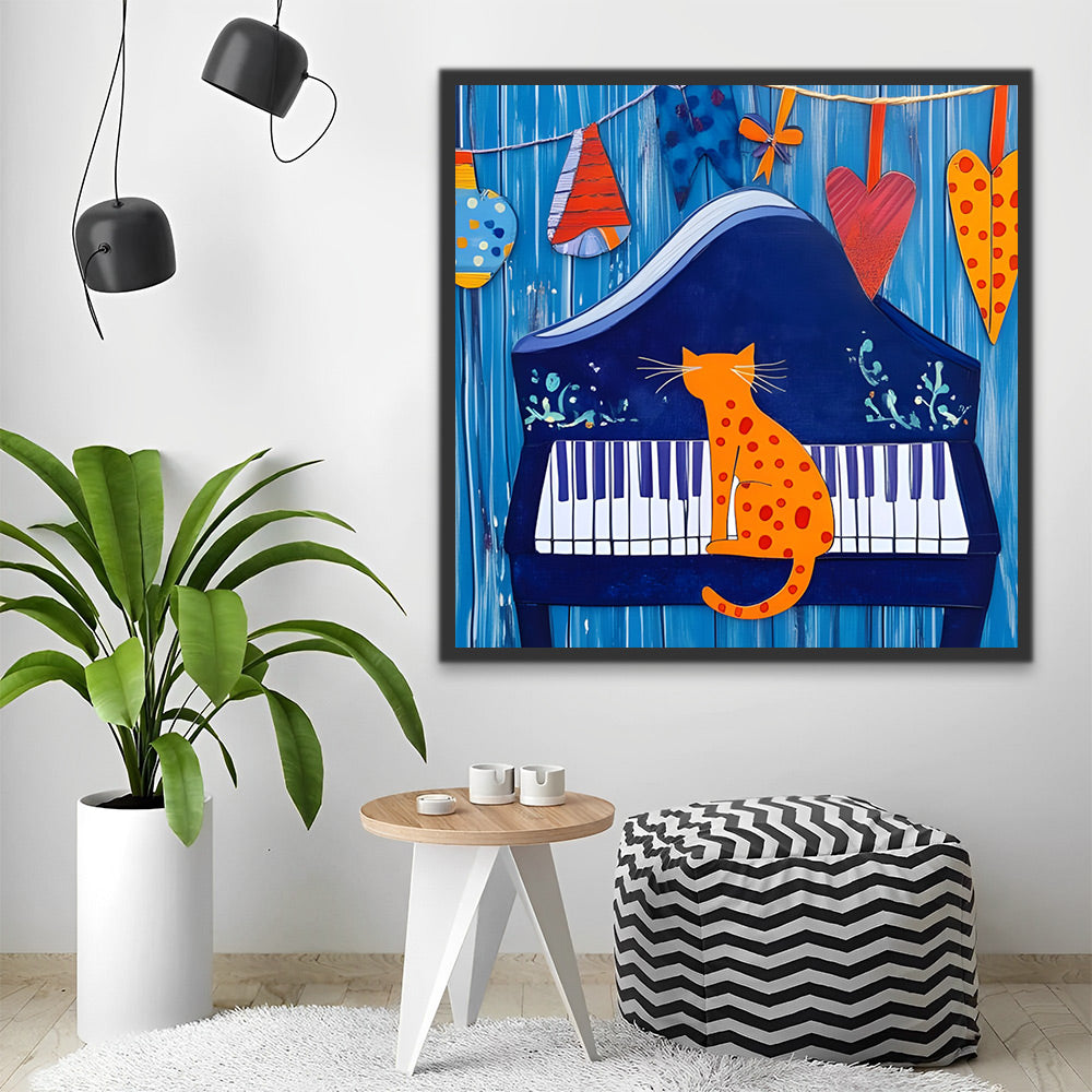 Gato Naranja sobre Piano Pintar por Números