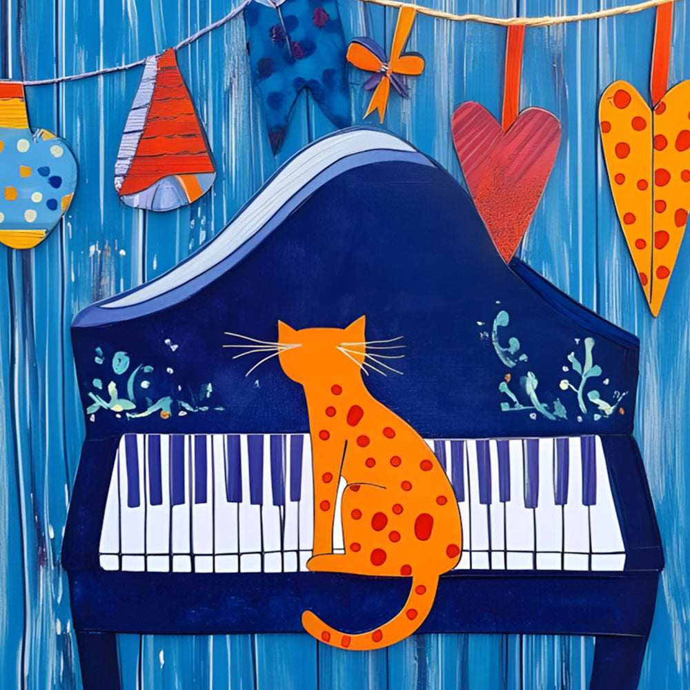 Gato Naranja sobre Piano Pintar por Números
