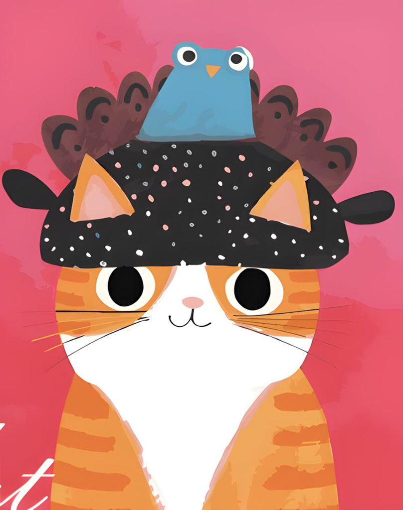 Gato Naranja y un Pájaro Pintar por Números