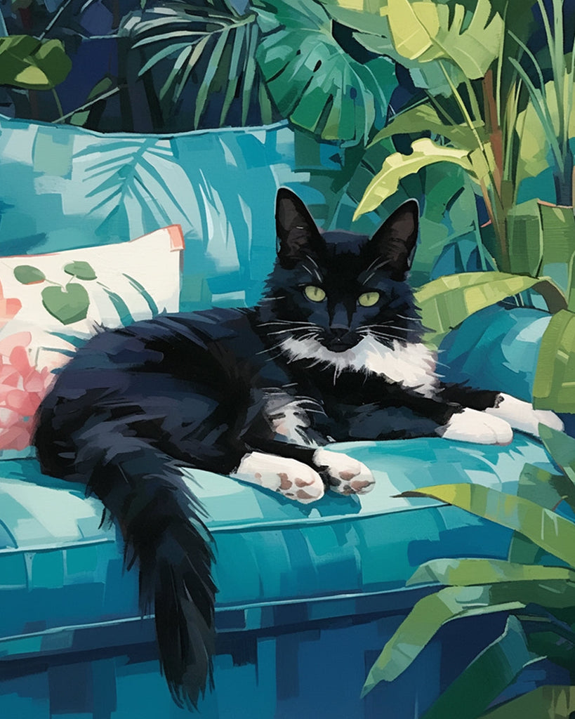 Gato Negro Acostado en el Sofá Pintar por Números