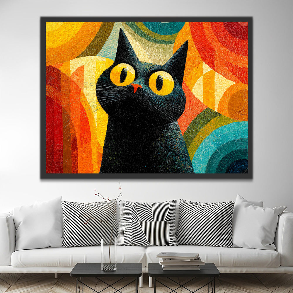 Gato Negro Sorprendido Pintar por Números