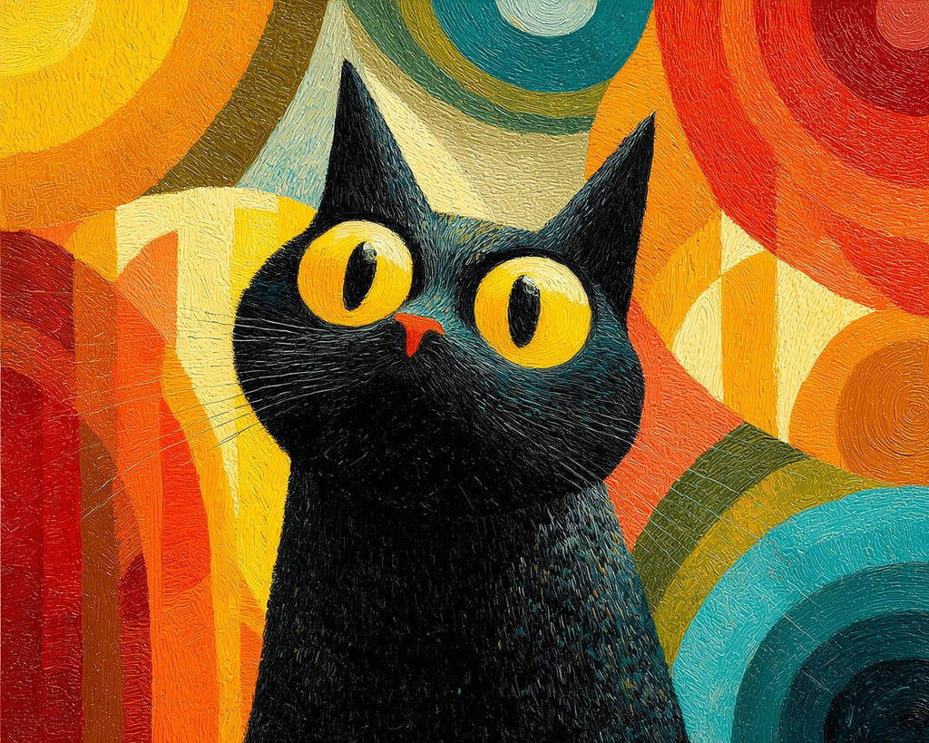 Gato Negro Sorprendido Pintar por Números