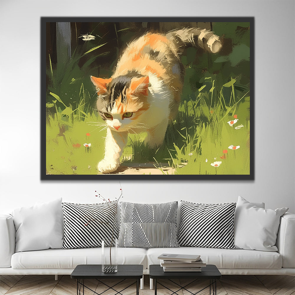 Gato Paseando en el Césped Pintar por Números