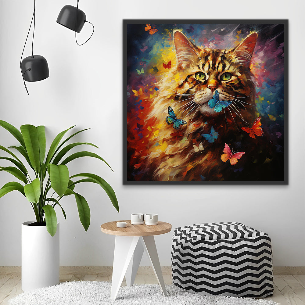 Gato Rodeado de Mariposas Pintar por Números