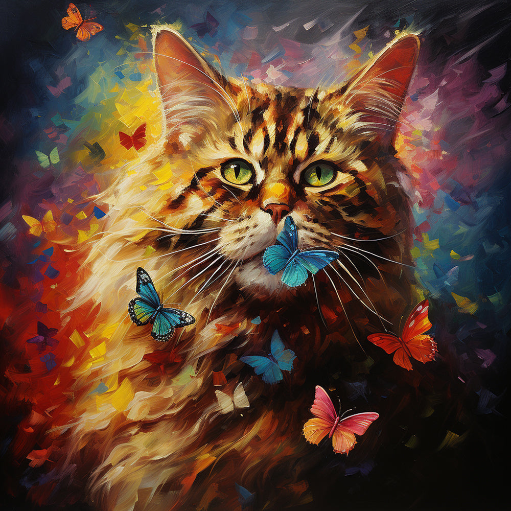 Gato Rodeado de Mariposas Pintar por Números