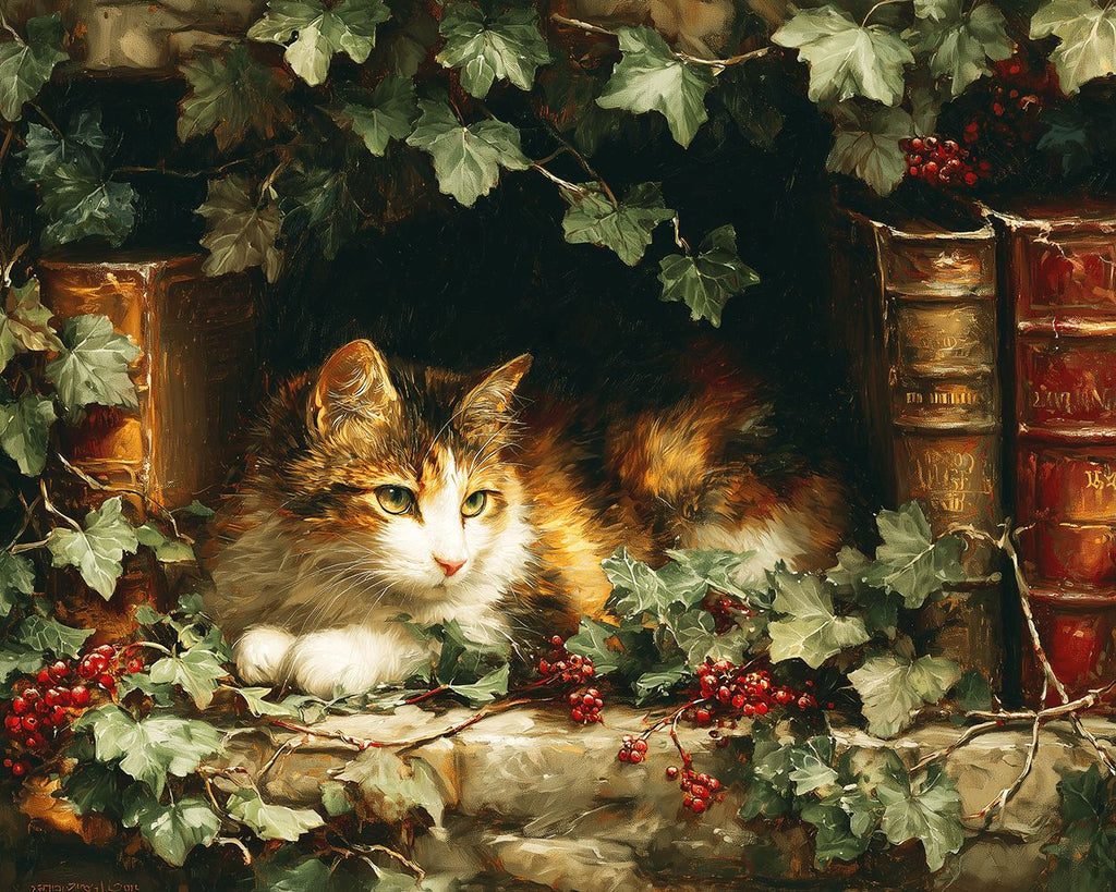Gato Rodeado de Racimos de Bayas Pintar por Números