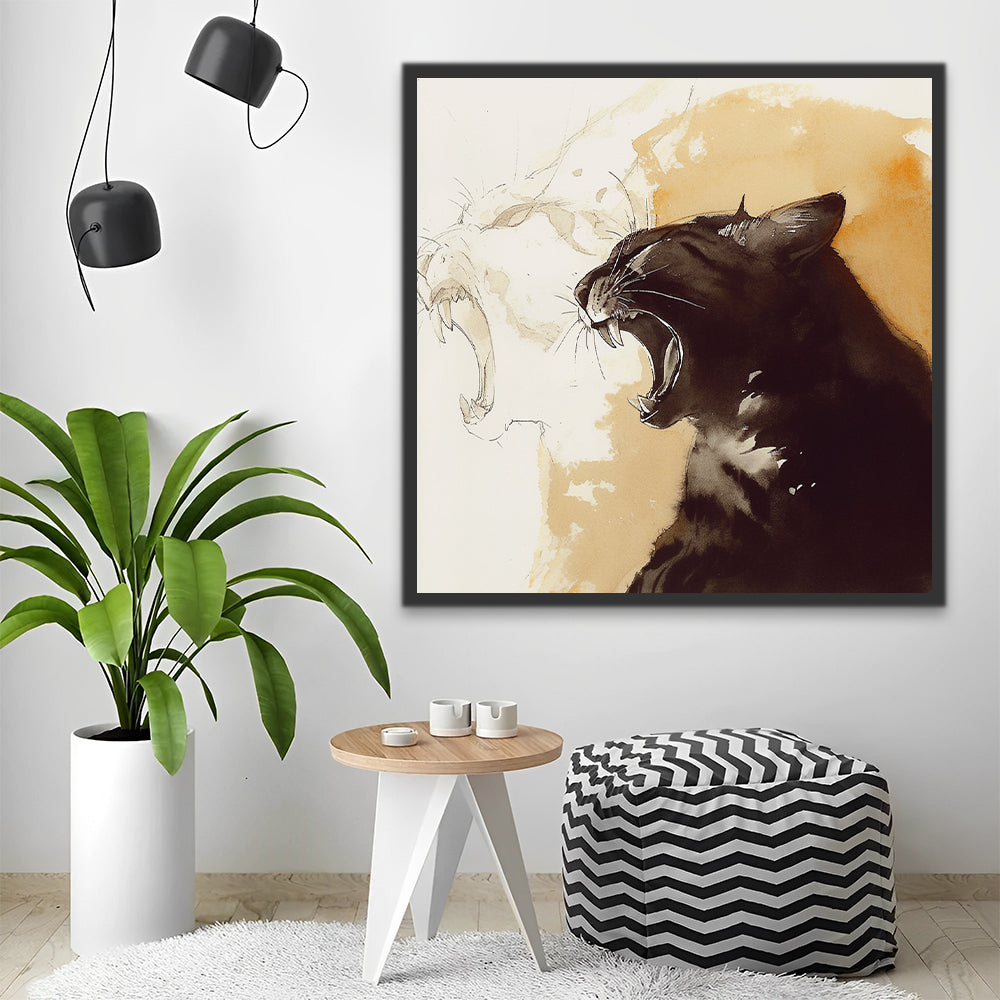 Gato Rugiendo Pintar por Números