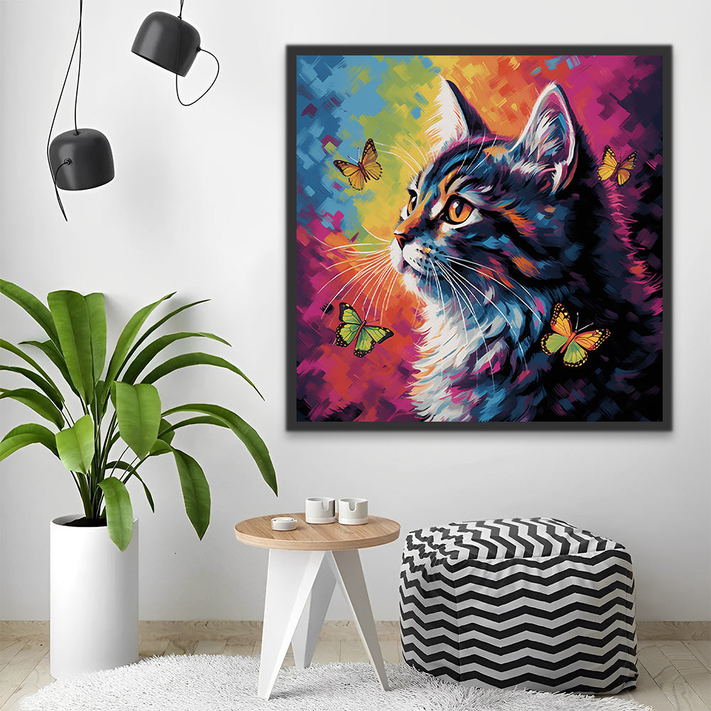 Gato y Mariposas Pintar por Números