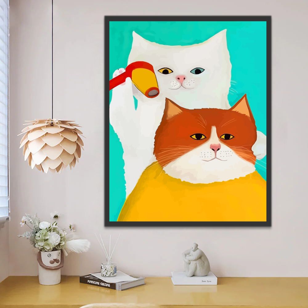 Gatos en la Peluquería Pintar por Números Niños