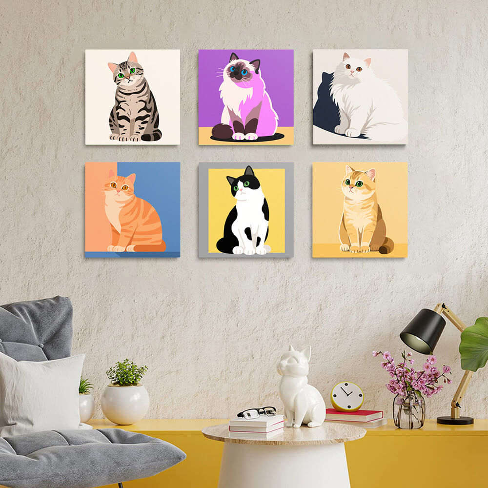 Gatos Tranquilos 6 Partes Mini Pintar por Números