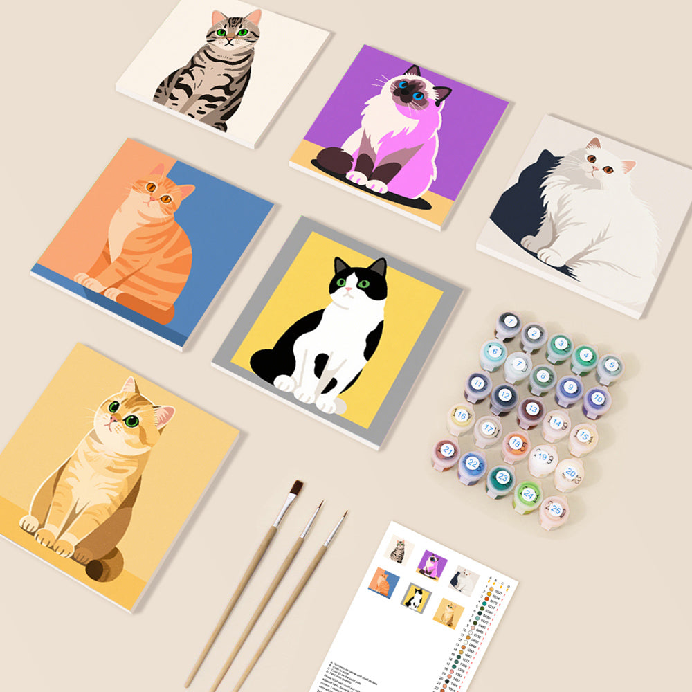 Gatos Tranquilos 6 Partes Mini Pintar por Números