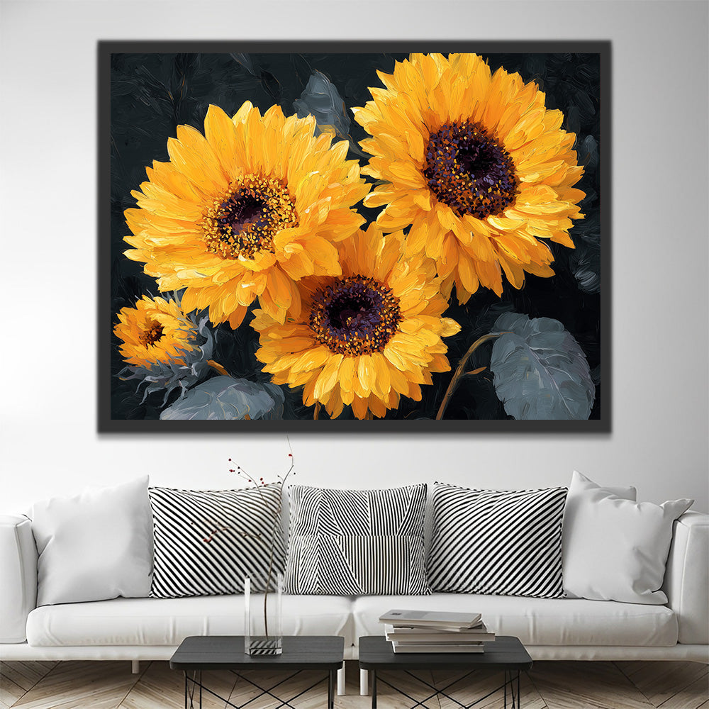 Girasoles con Hojas Muertas Pintar por Números