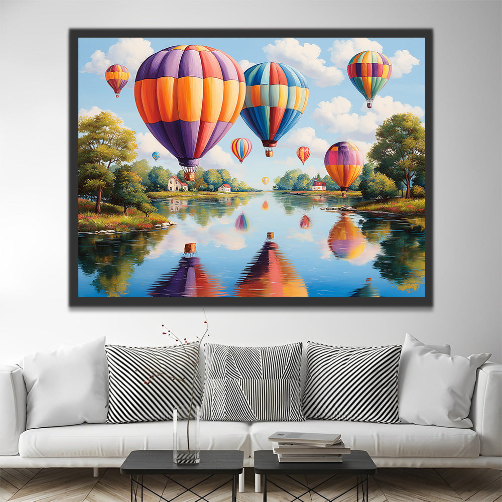 Globos Aerostáticos sobre el Lago Pintar por Números