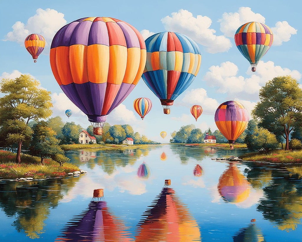 Globos Aerostáticos sobre el Lago Pintar por Números
