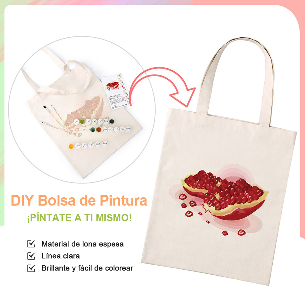 Granos de Granada Roja y Jugosa Bolsa de Lienzo Pintar por Números