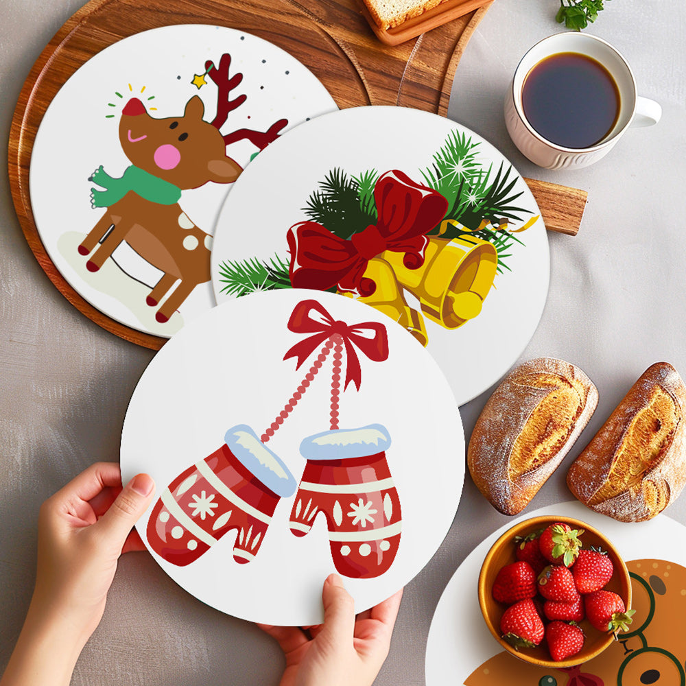 Guantes y Campanas de Navidad 4 Salvamanteles Pintar por Números