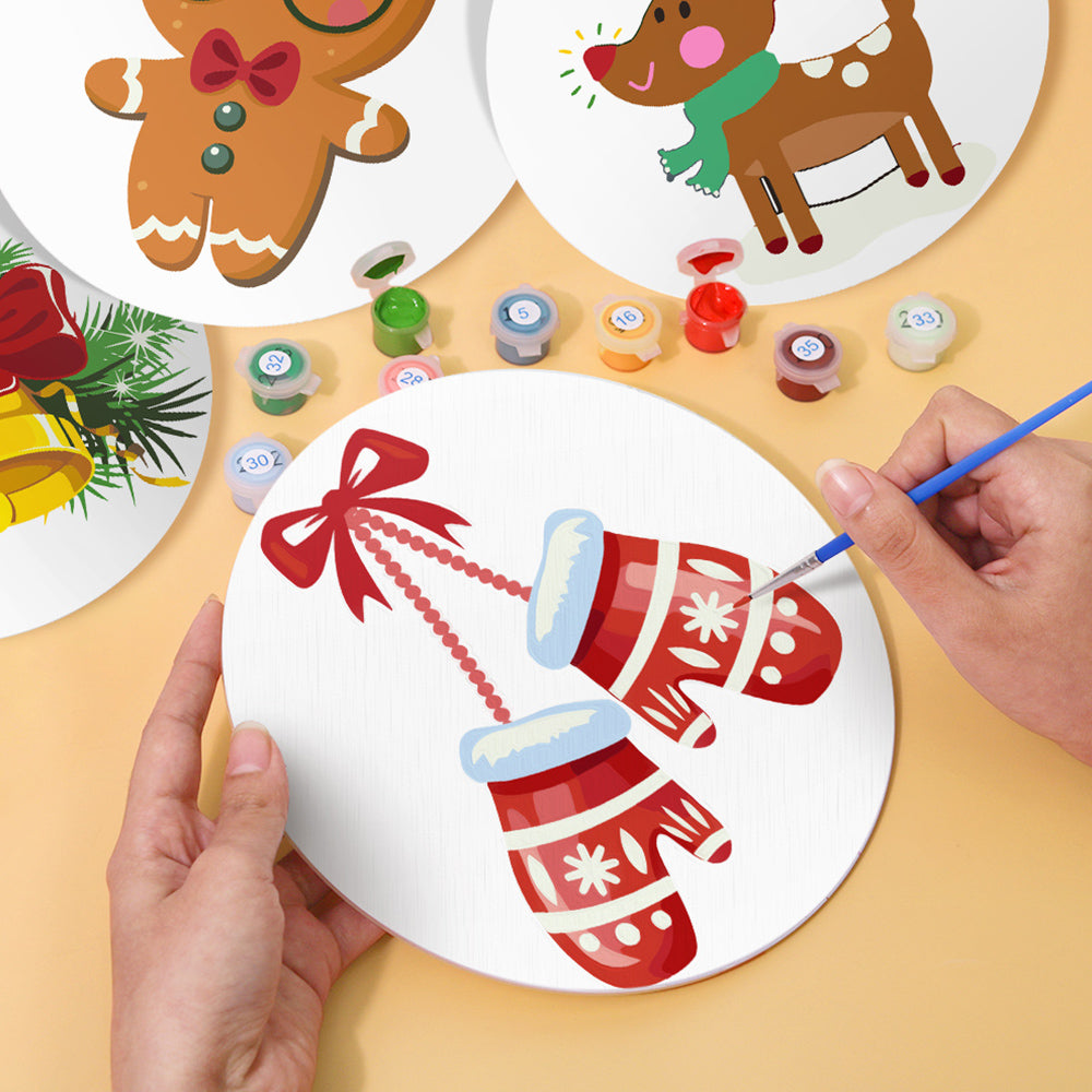 Guantes y Campanas de Navidad 4 Salvamanteles Pintar por Números