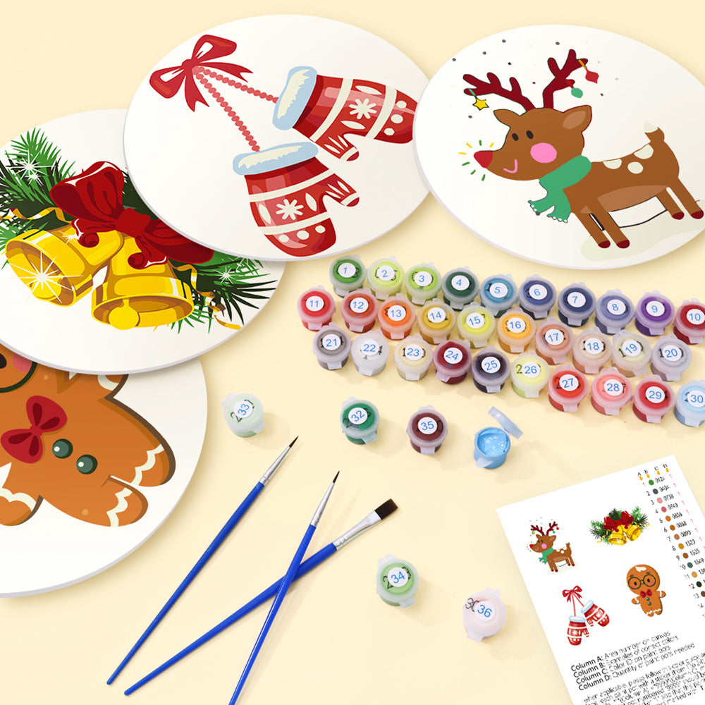 Guantes y Campanas de Navidad 4 Salvamanteles Pintar por Números