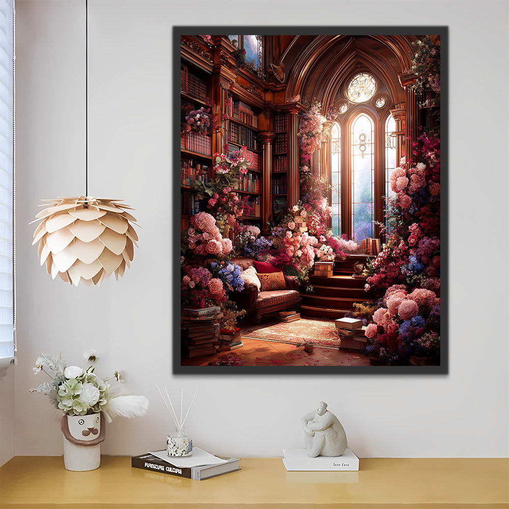Habitación Hermosa Llena de Flores Pintar por Números
