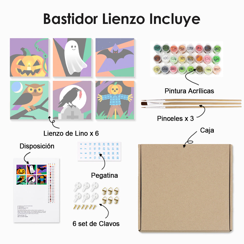 Halloween de Dibujos Animados 6 Partes Mini Pintar por Números