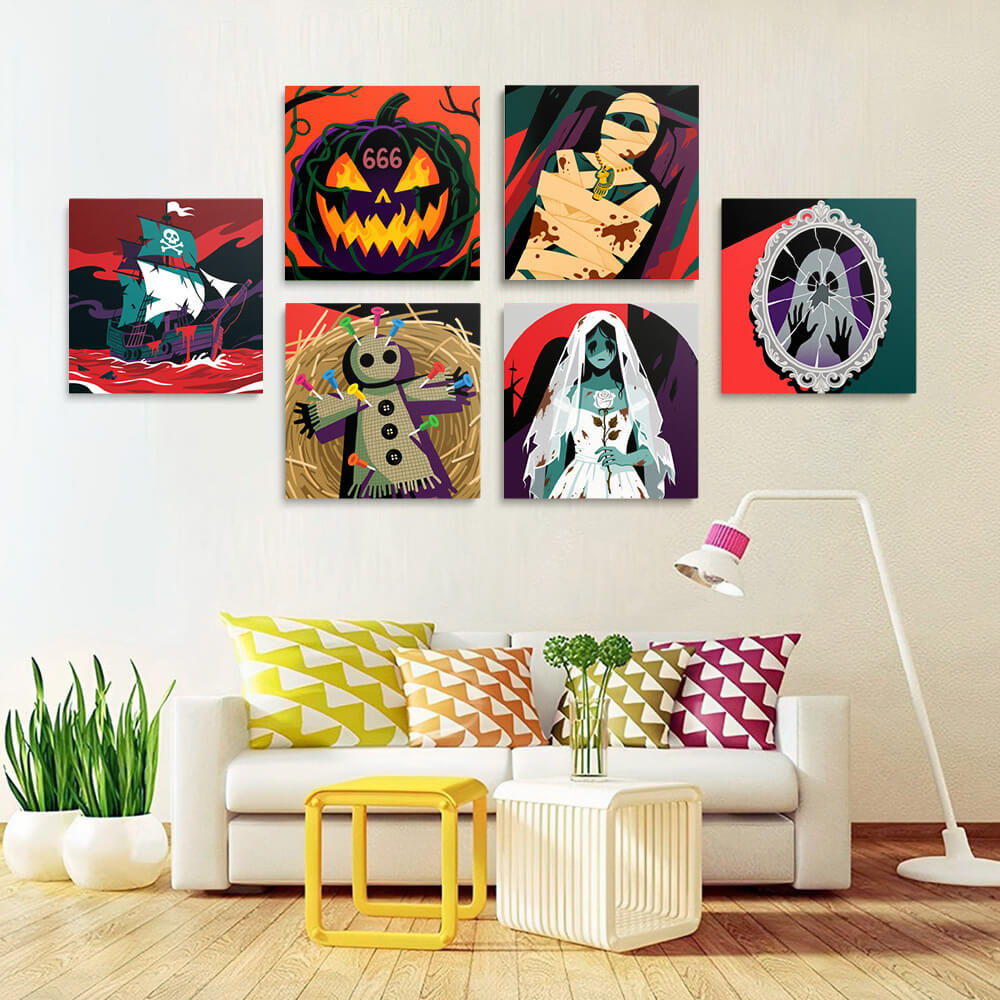 Halloween Espeluznante 6 Partes Mini Pintar por Números