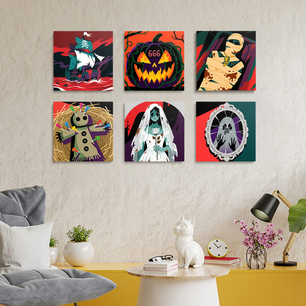Halloween Espeluznante 6 Partes Mini Pintar por Números