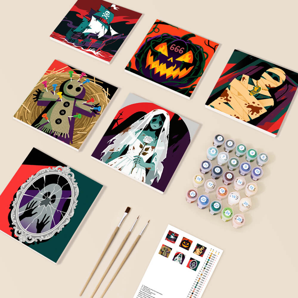 Halloween Espeluznante 6 Partes Mini Pintar por Números