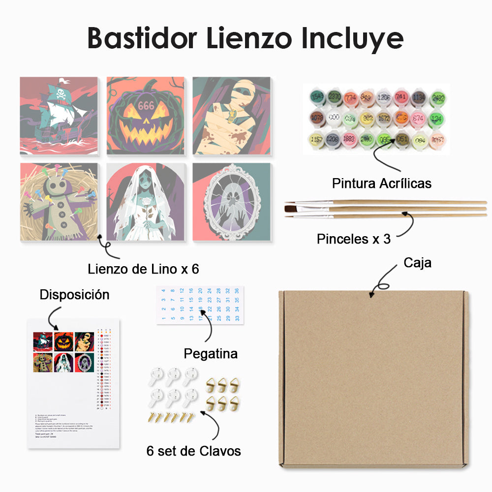 Halloween Espeluznante 6 Partes Mini Pintar por Números