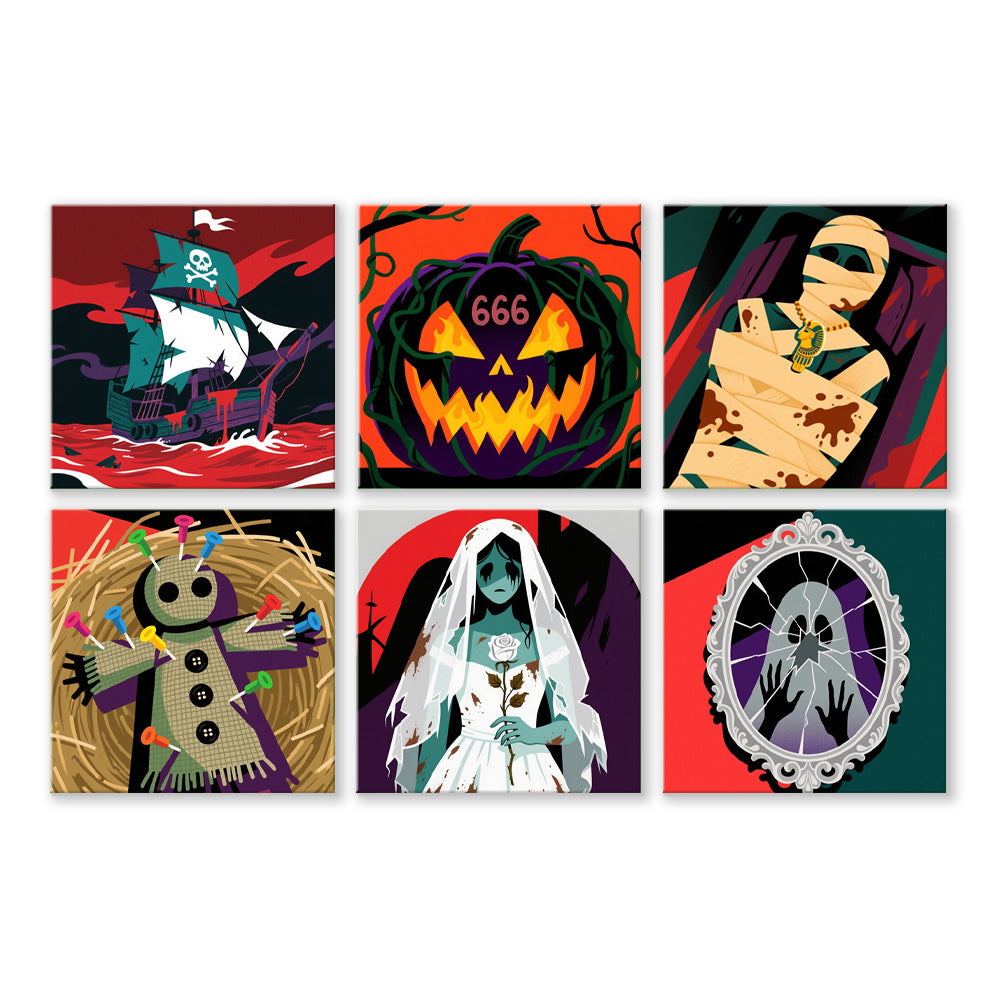 Halloween Espeluznante 6 Partes Mini Pintar por Números