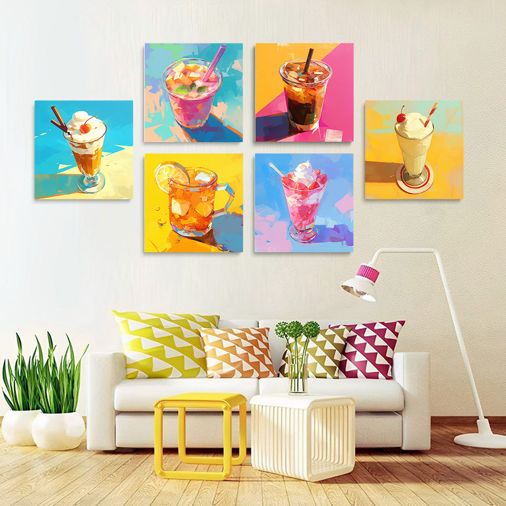 Helado con Fruta en Copas 6 Partes Mini Pintar por Números
