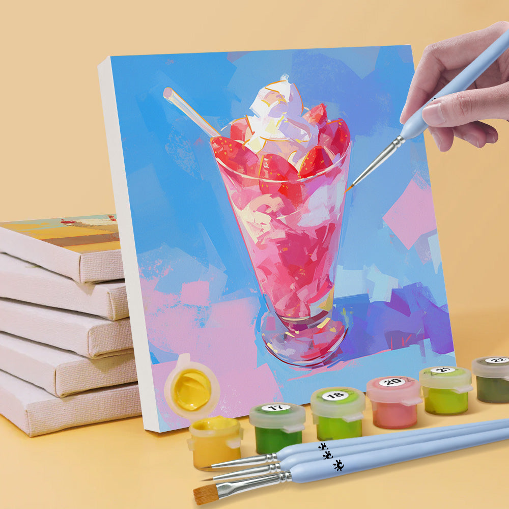 Helado con Fruta en Copas 6 Partes Mini Pintar por Números