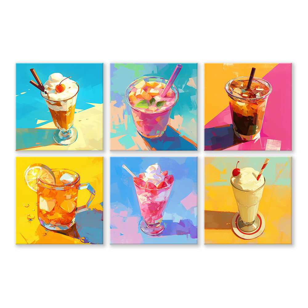 Helado con Fruta en Copas 6 Partes Mini Pintar por Números