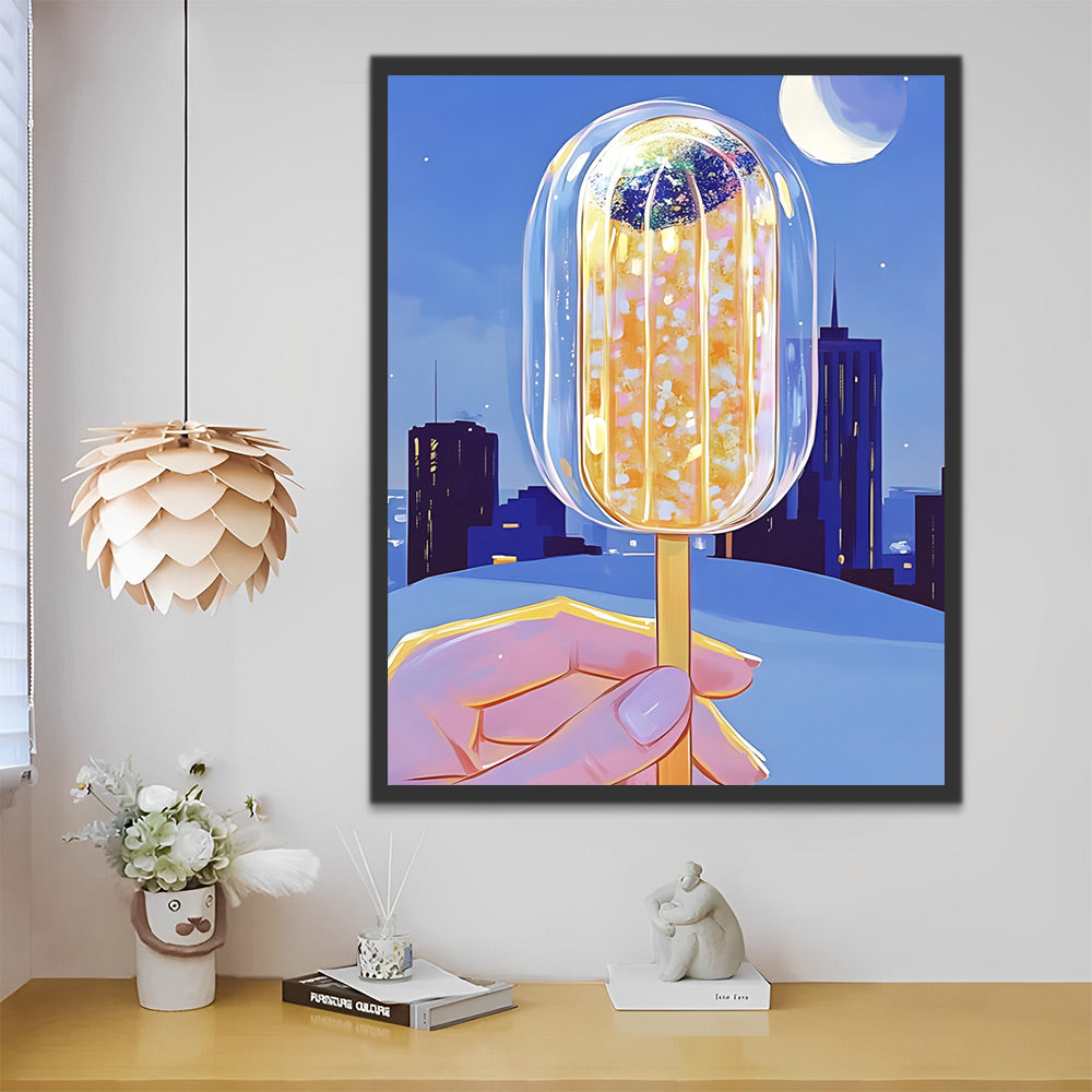 Helado Sabroso y Ciudad a la Luz de la Luna Pintar por Números