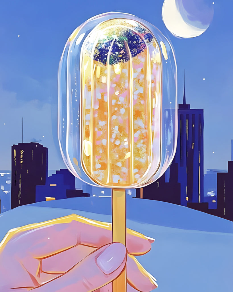 Helado Sabroso y Ciudad a la Luz de la Luna Pintar por Números