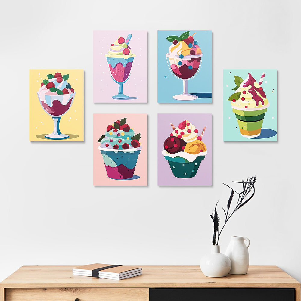 Helados Deliciosos 6 Partes Mini Pintar por Números
