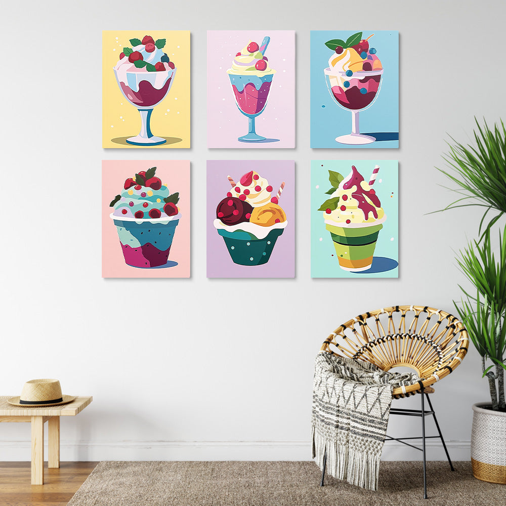 Helados Deliciosos 6 Partes Mini Pintar por Números