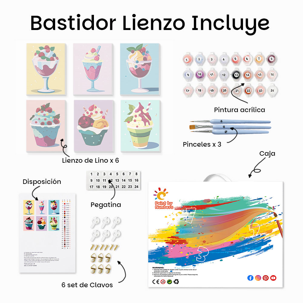 Helados Deliciosos 6 Partes Mini Pintar por Números