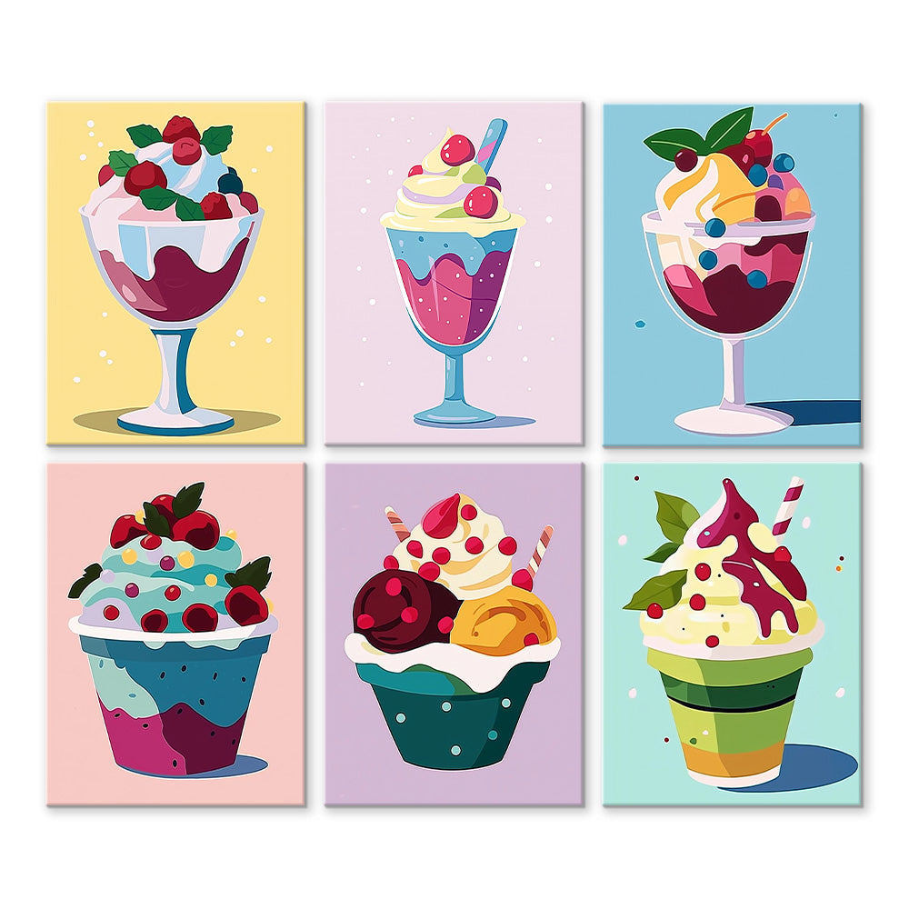 Helados Deliciosos 6 Partes Mini Pintar por Números