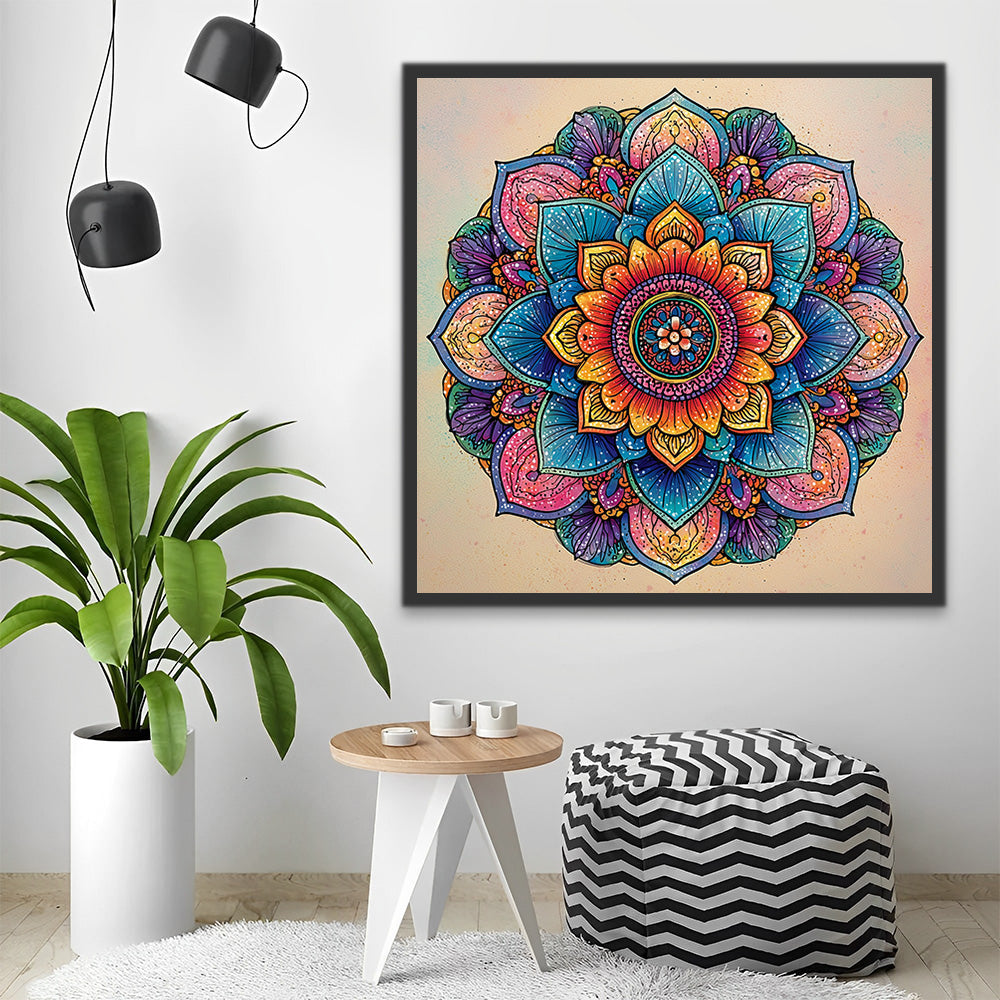 Hermoso Mandala de Lotos Pintar por Números