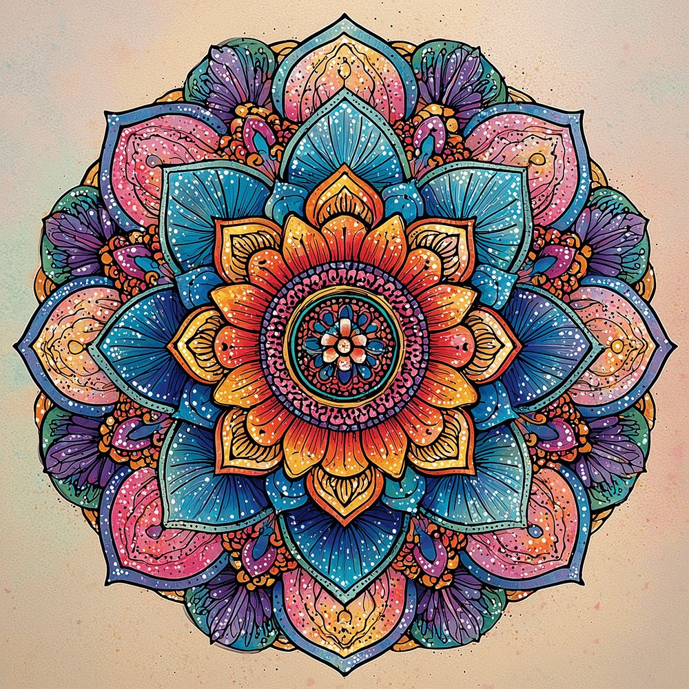 Hermoso Mandala de Lotos Pintar por Números