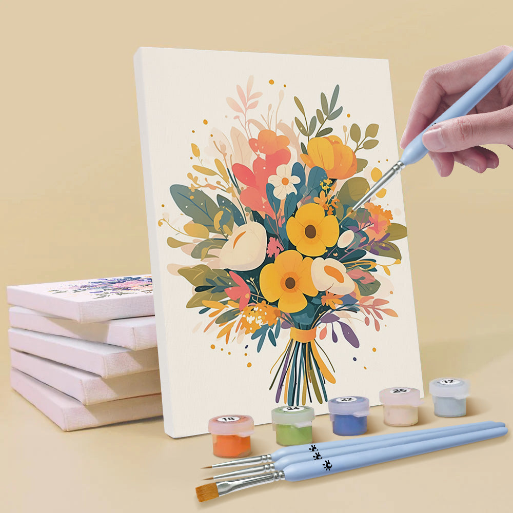 Hermosos Ramos de Flores 6 Partes Mini Pintar por Números